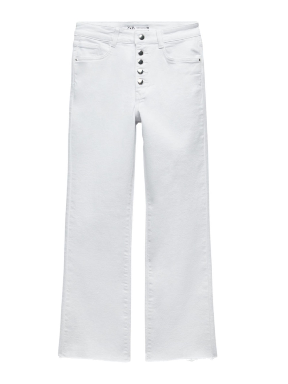 Zara TEXANS Z1975 FLARE TIR LLARG CROPPED WHITE JEANS [Size 6]